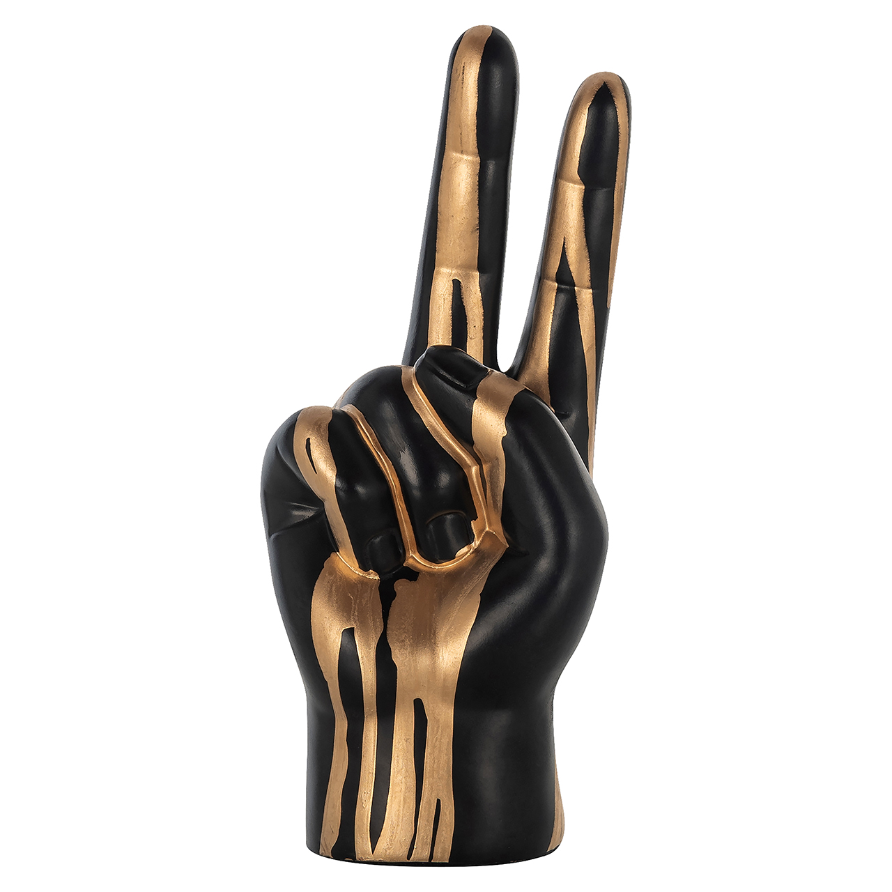 Richmond Decoratie Hand Peace - Zwart/Goud