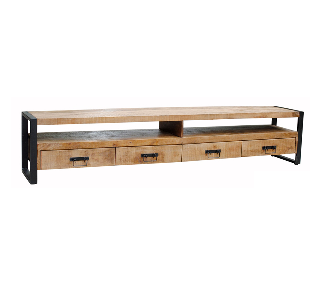 Livingfurn TV meubel Strong 250cm Mangohout / Gecoat Staal