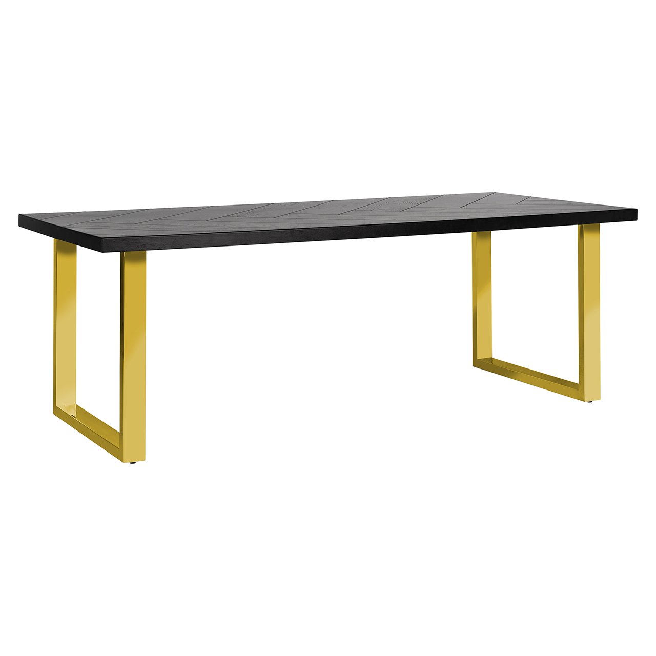 Dining table Nalo 220 with gold u-leg (Black)