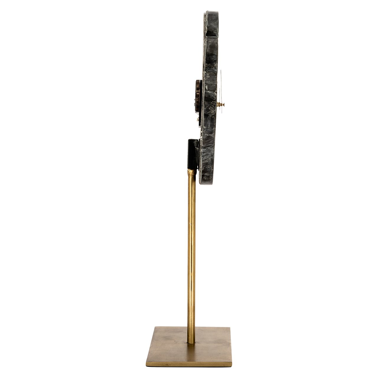 Klok Bram met standaard (Black/gold) | Black/gold | Richmond Interiors | marble, iron | 10 x  25 x 41 cm