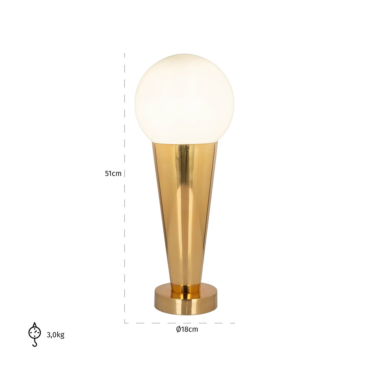 Richmond Tafellamp Cone 51cm hoog - Goud